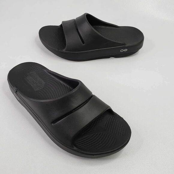 Oofos Ooahh Sandals Slides Black Women’s Size 7 Comfort Recovery - Picture 1 of 9